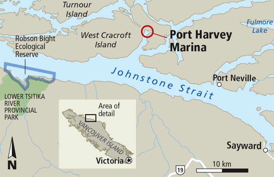 Map - diesel spill Port Harvey marina