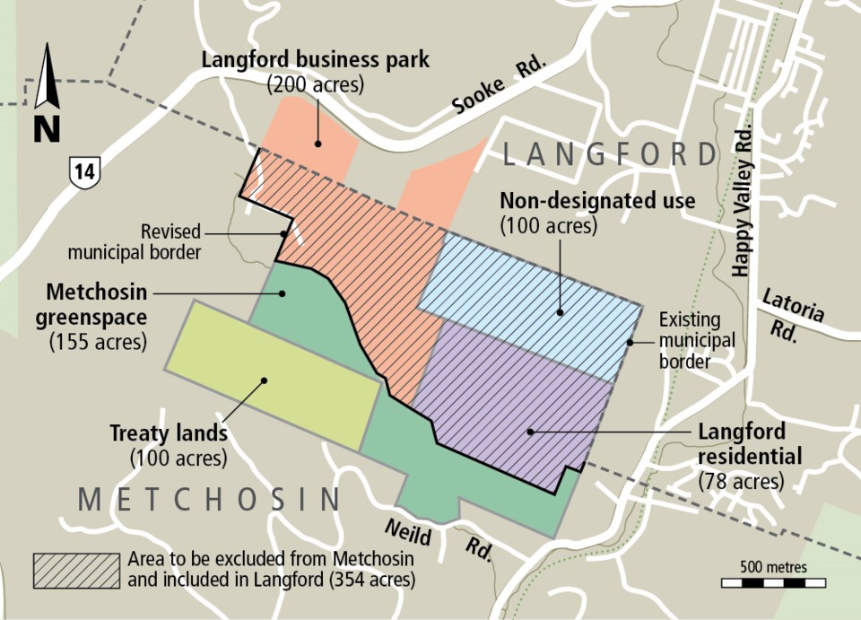 Map - Land swap: Beecher Bay First Nation, Langford, Metchosin