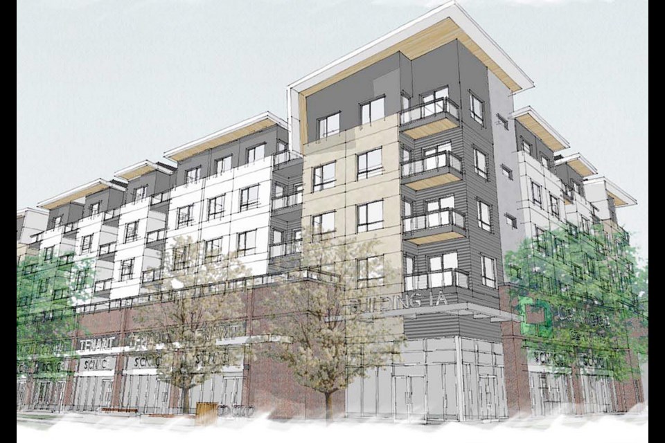 Artist's rendering of Onni Group's proposed development for Colwood Corners in a view from Sooke and Jerome roads.