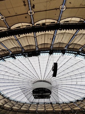 The gaps in the roof of B.C. Place must still be stretched and sealed to prepare for Friday's opening.