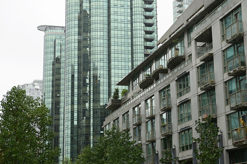 Apartments in downtown Vancouver. The average rent for both one- and two-bedroom apartments remained unchanged in March. Photo Dan Toulgoet