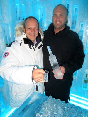 Always a Whistler highlight is a visit to Bearfoot Bistro's Belvedere Ice Room. General Manager Marc Des Rosiers and Bar Manager Chris Hoy pour premium shots in the sub-zero (minus 26 degrees) Vodka tasting room.