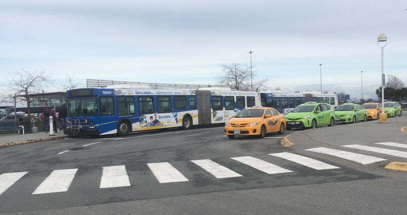 Buses at Tsawwassen ferry terminal, not quite ready for passengers yet.