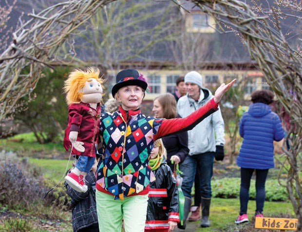 The Ta Daa Lady led a parade during Rain Day at the Earthwise Garden in Boundary Bay last weekend