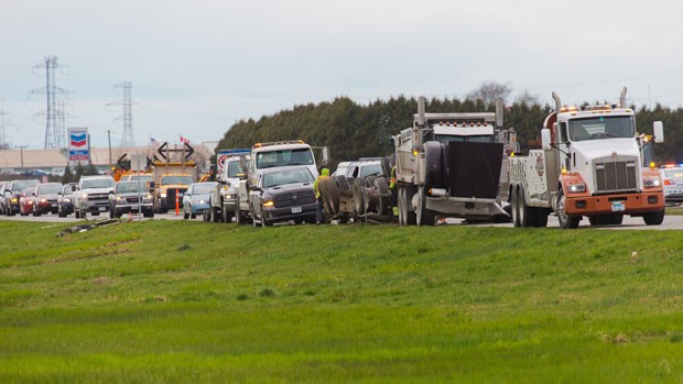 A crash on Highway 99 south of Ladner Trunk Road involving a dump truck caused traffic delays Monday afternoon.