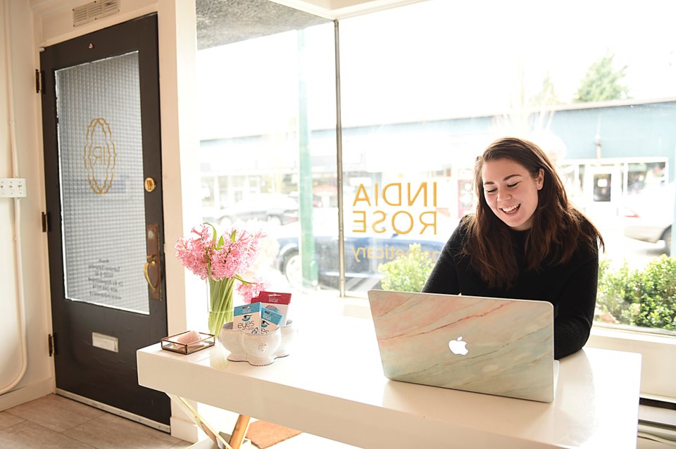 India Daykin works in her shop, India Rose on MacKenzie street. Photo Dan Toulgoet