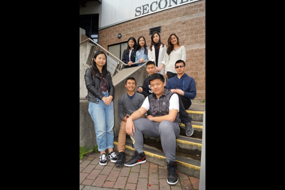 Above, members of the Uniform Dream Society (above) include: (standing, left to right) Semeion Wong, Angela Zhu, Carol Wang, Grace Lo, and Jerika Caduhada, as well as (sitting, left to right) Brian Colbert, Andy Sun, Latios Guo, Davy Lau. Not pictured are Elizabeth Chen, Yuxin Liao, Zoe Zhu and Peggy Wang. Photo by Graeme Wood/Richmond News.