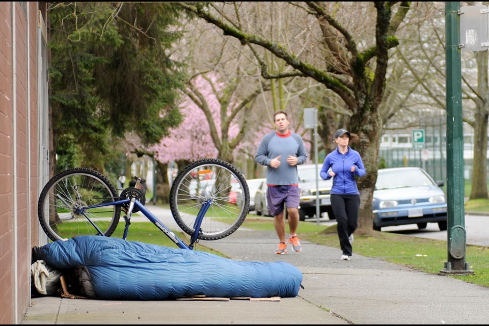 The Metro Vancouver homeless count conducted March 7 and 8 revealed 537 people in Vancouver were living on the street and another 1,601 were residing in some form of shelter. Photo Dan Toulgoet