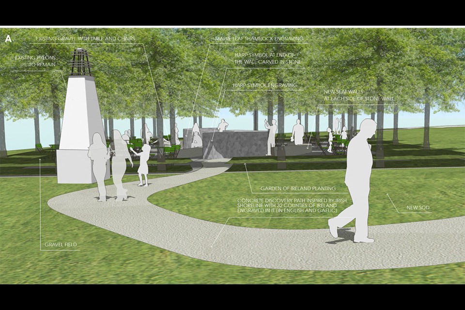 This is design A for the proposed Ireland Canada Monument, "Discovering New Land".