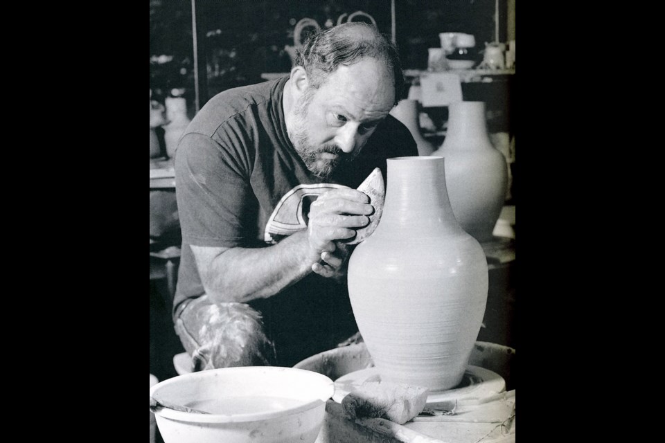 Robin Hopper, seen here in his studio, was the first winner of the Bronfman Award for Excellence in Craft in 1977. Photo courtesy the book Robin Hopper Ceramics: A Lifetime of Works, Ideas and Teachings, published in 2006 by Krause Publications, Iola, Wisconsin