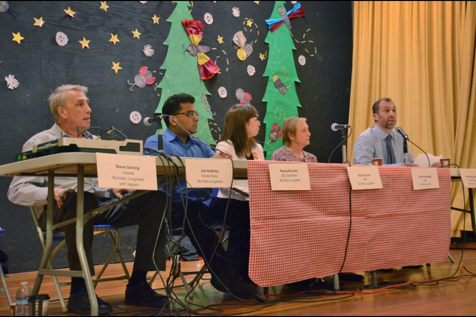 An all-candidates meeting for the Burnaby North and Burnaby-Lougheed ridings was held at Capitol Hill Elementary School on April 18.