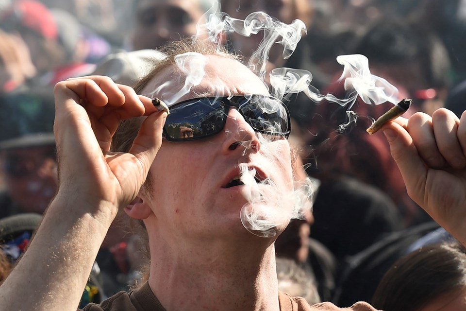 When smoke gets in your eyes... Thousands filled Vancouver’s Sunset Beach for the annual 4/20 event in celebration of all things pot-related. Photo Dan Toulgoet
