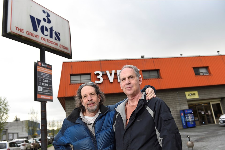 3 Vets co-owners Jerry (left) and Keith Wolfman are pulling the plug on their long-serving Yukon Street outdoor equipment store. Photo Dan Toulgoet