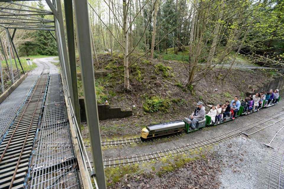 The Burnaby Central Railway takes to the tracks at Confederation Park.