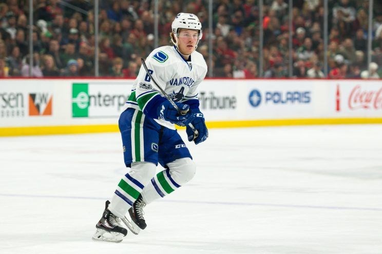 Brock Boeser skates for the Canucks