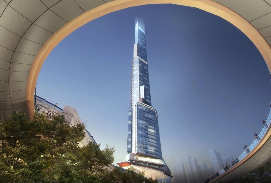 A full rendering of the 80-storey glass tower. | KENNEDY