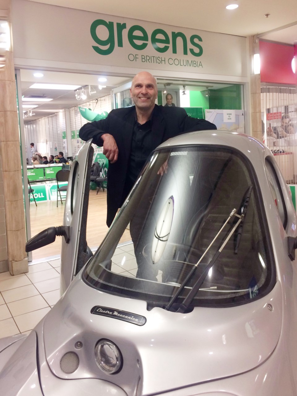 Vancouver-Pleasant Green Party candidate Jerry Kroll at his headquarters at Kingsgate Mall before th