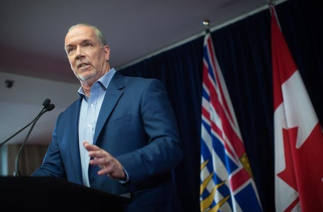 NDP Leader John Horgan speaks during a post election news conference in Vancouver, B.C., on Wednesday May 10, 2017. THE CANADIAN PRESS/Darryl Dyck