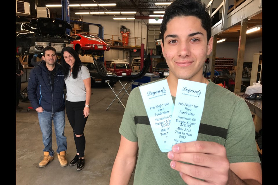 Rafael Recavarren (right), with his parents Juan and Stephanie, is organizing a fundraiser to help victims of natural disasters in Peru, where his family came from 25 years ago. Photo by Philip Raphael/Richmond News.