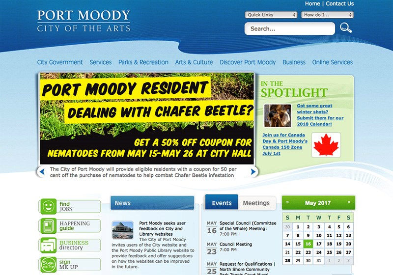 Port Moody website screengrab