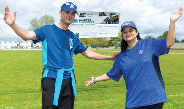 The Investors Group Walk for Alzheimer’s event in Ladner raised approximately $2,300 earlier this month. Those who took part, including team captain Youla Thomas (left) and Malcolm Fernandes (far left), enjoyed sunny weather at the event held at Delta Secondary’s sports track. There were about 40 to 45 participants, Thomas noted.