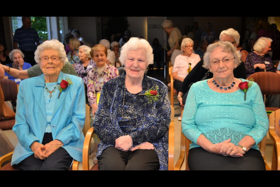 Stories to share: Seniors at Thornebridge Gardens retirement residence, including, from left, Dorothy Furness, Fenny Stolp and Pat Kain, are taking part in a digital storytelling program offered in cooperation with Simon Fraser University.