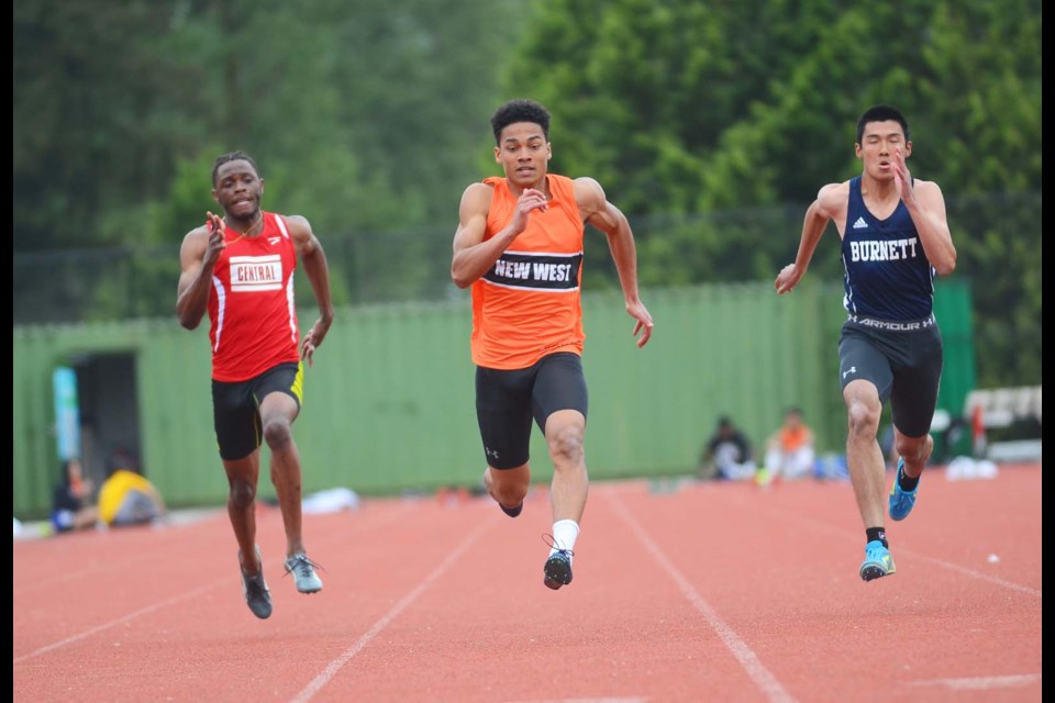 With a win in the 100, 200 and 4x100-metre relay at the zone championships two weeks ago, New Westminster's Ben Tjernagel will be busy this weekend going for provincial gold in Langley.