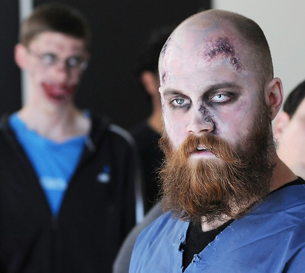 Zombies for the day are Ryan McDonald (bald) and Matt Ollson.