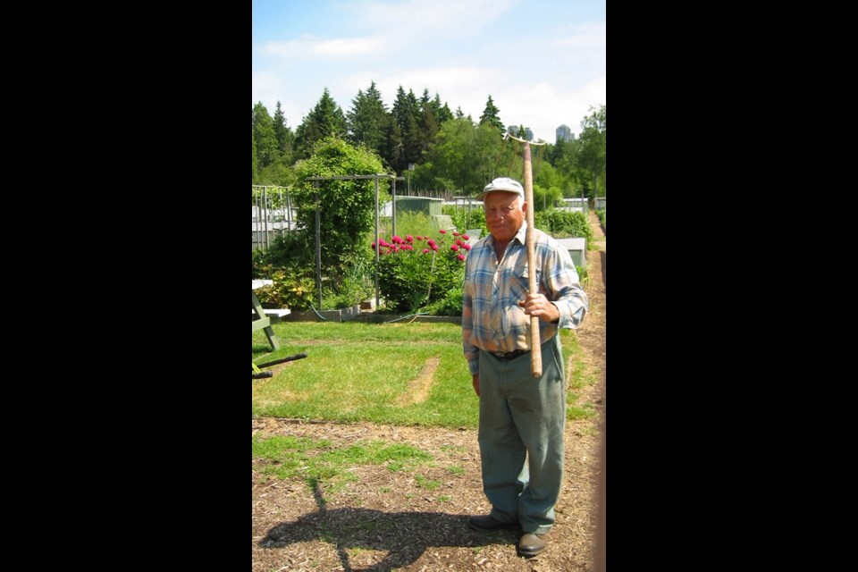 Frank Aiello in June 2002. Aiello died on March 20 of this year. He was a founding member of the Burnaby and Regional Allotment Garden Association (BARAGA), a large community garden with 372 plots located in south Burnaby.