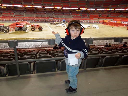 Three-year-old Carter Bryant Thomas had some questions about when the monster trucks would actually begin performing at B.C. Place Jan. 26.