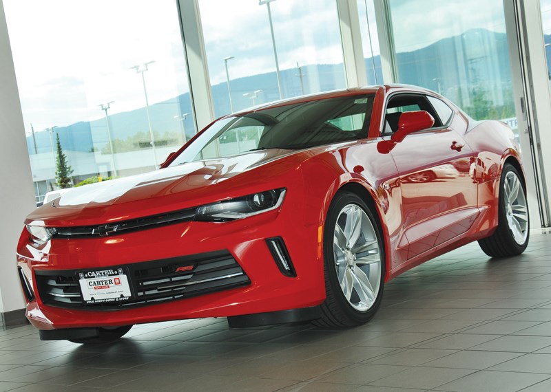 The 2017 Chevrolet Camaro offers traditional muscle car power and feel in a new smaller and more athletic package than previous generations. The Camaro, locked in an intense race with the Ford Mustang since its debut in 1967, is celebrating its 50th anniversary this year. It is available at Carter GM in the Northshore Auto Mall. photo Cindy Goodman, North Shore News