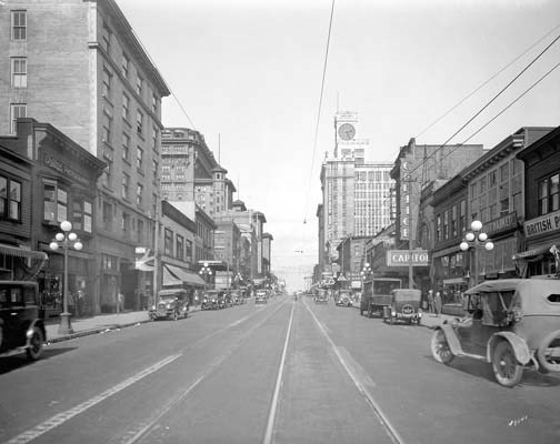Granville Street then: Looking north on Granville Street in the 1920s.
