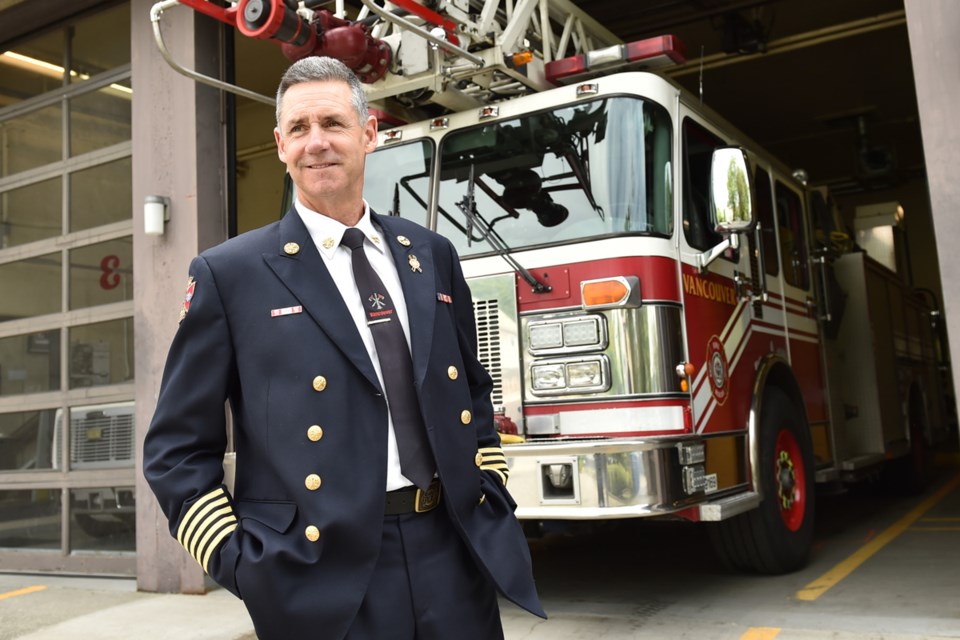 Fire Chief John McKearney has led Vancouver Fire and Rescue Services for eight years. He retires June 30 and will be replaced by Darrell Reid. Photo Dan Toulgoet