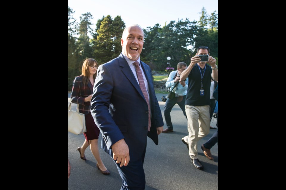 NDP Leader John Horgan arrives at Government House to meet with Lt.-Gov. Judith Guichon. Thursday, June 29, 2017