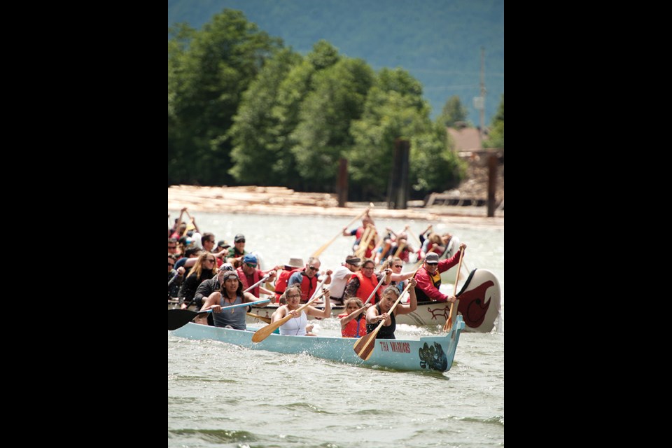 Youth take part in a canoe race along the Stawamus Waterfront for National Aboriginal Day on June 21.