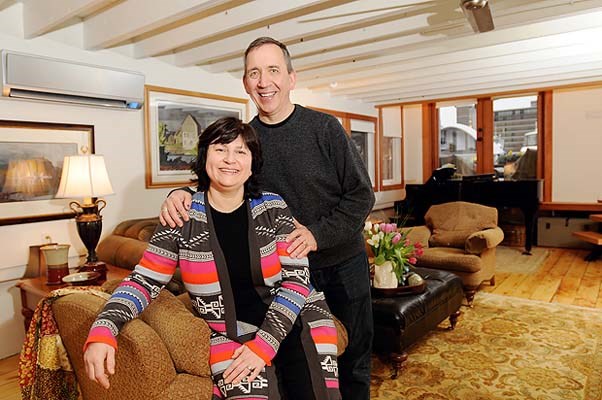 Bev and Greg Kochuk in their floating home in Coal Harbour.