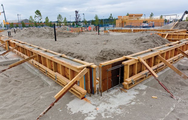 Buildings are now rising from the foundations to provide homes for additional tenants at Tsawwassen Commons.