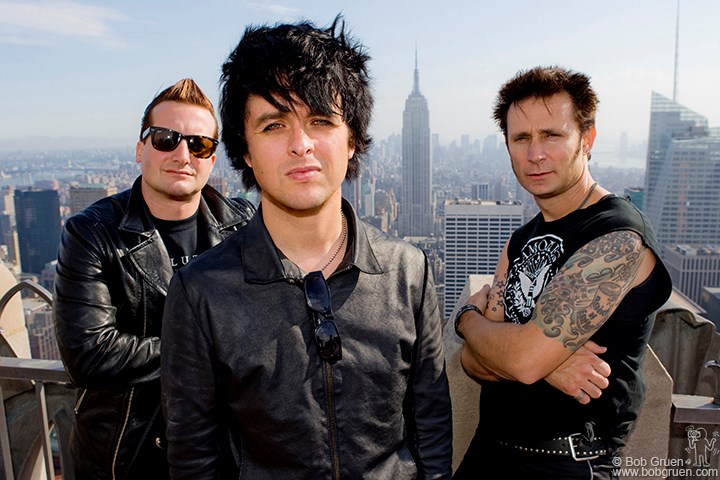 Greenday: (L-R) Tre Cool, Billie Joe Armstrong and Mike Dirnt of Green Day at Top Of The Rock, NYC.