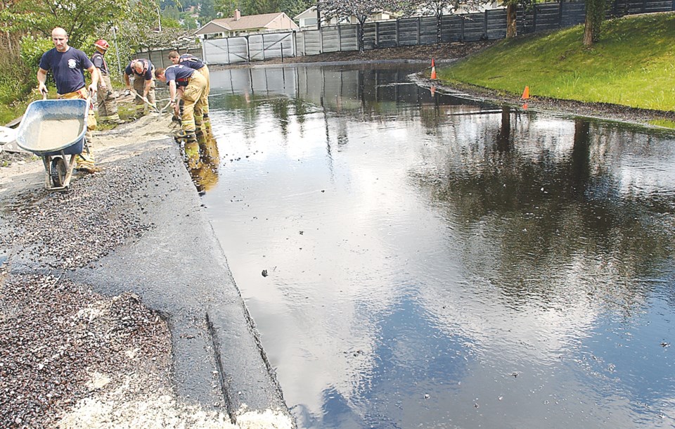 Oil spill firefighters