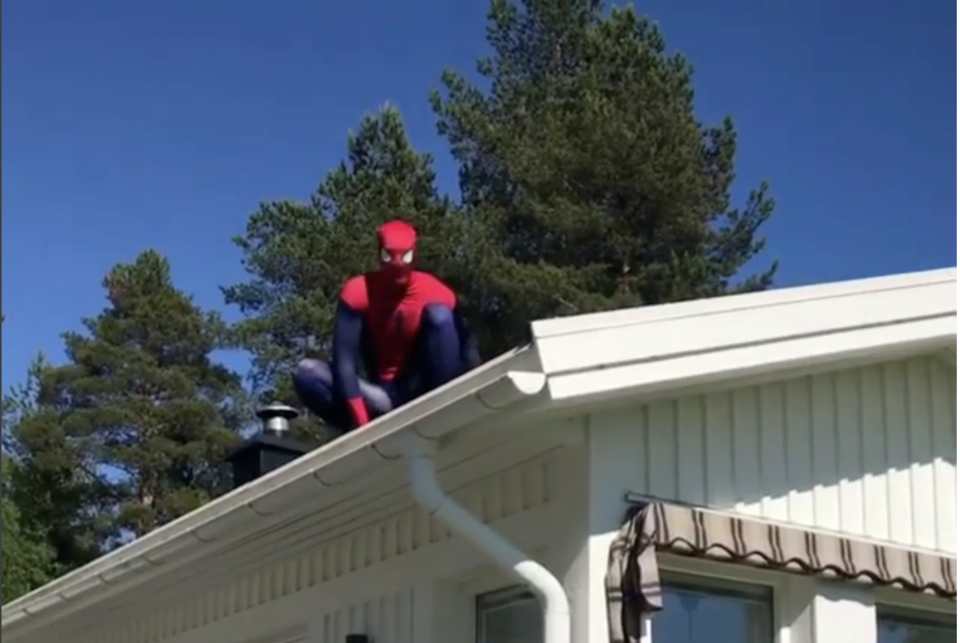 Anders Nilsson dressed as Spider-Man