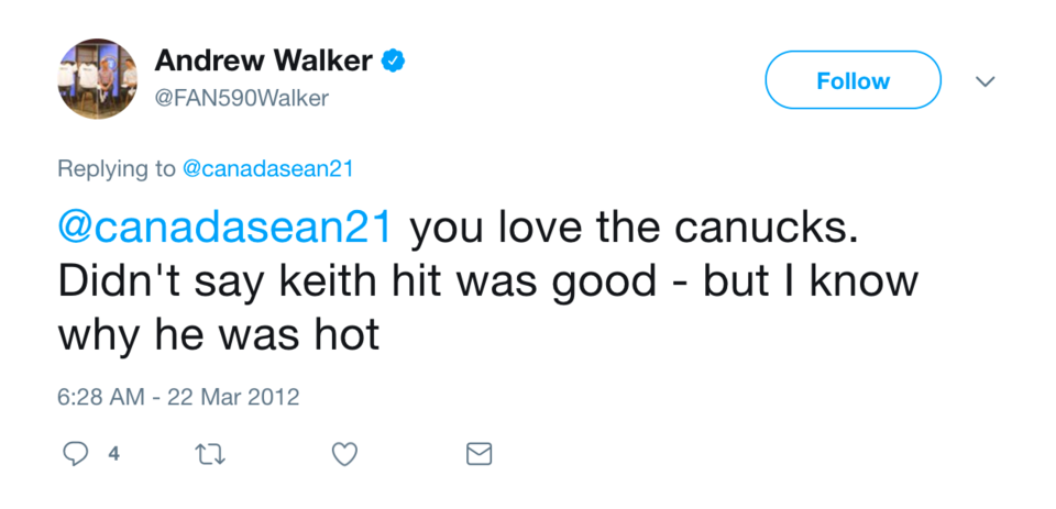 Andrew Walker knows why Keith was hot