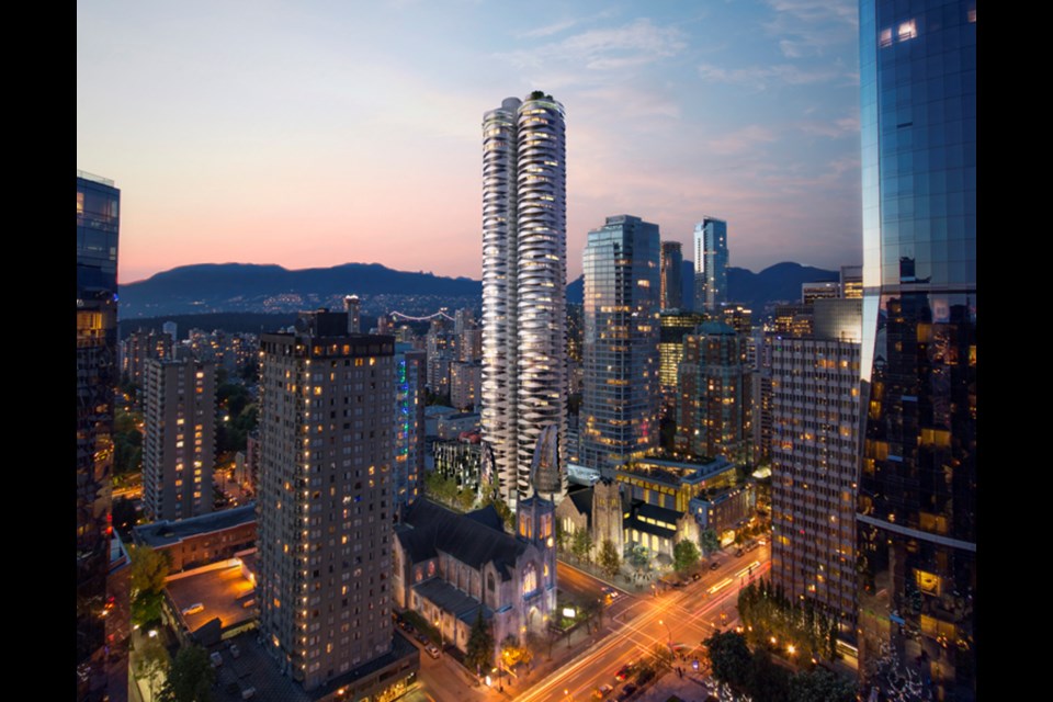 Westbank was given permission to build two towers on land next to First Baptist Church at Nelson and Burrard.