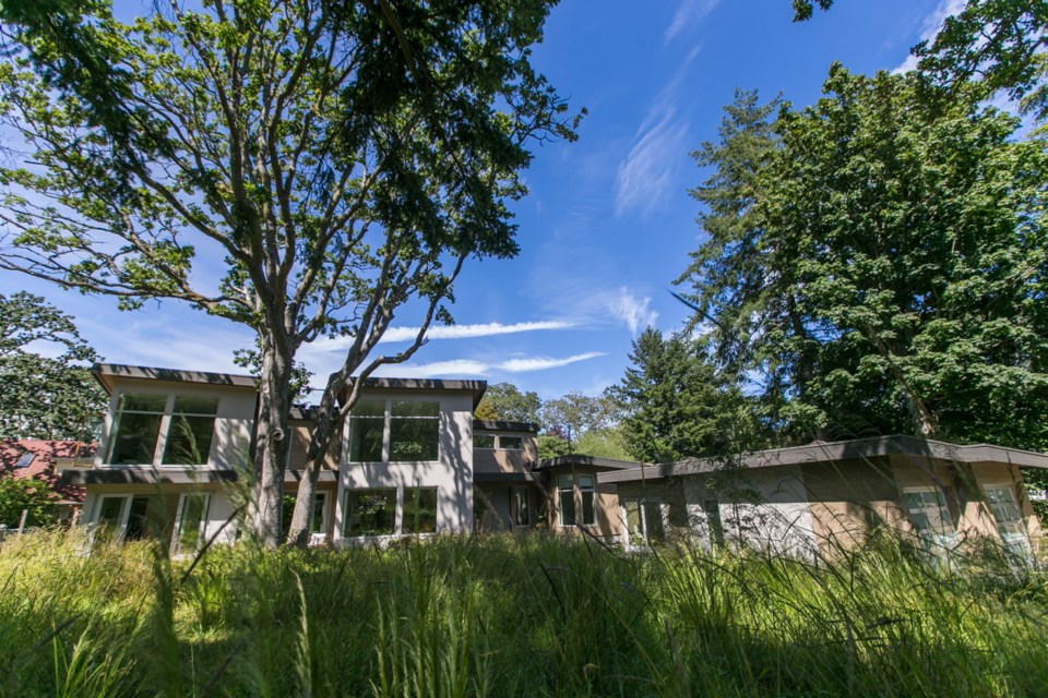 The biologists who live in this modern home have created a Garry oak ecosystem on their large Oak Bay lot, with more than 40 native species and grasses changing colour throughout the seasons.