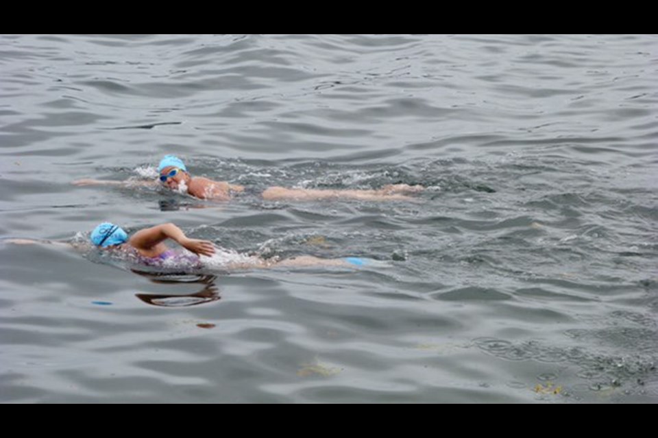 Susan Simmons and Jill Yoneda will embark Sunday on a 32-to-36 kilometre swim in the cold waters of the Juan de Fuca Strait.