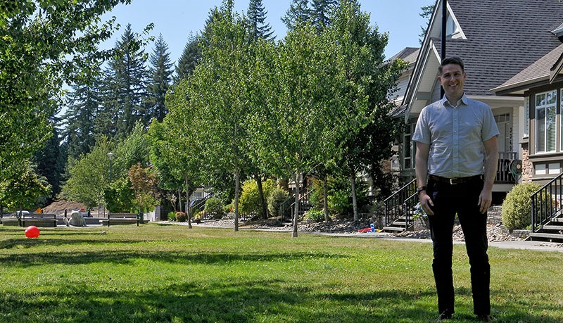 Coquitlam's manager of community planner Andrew Merrill on the West Watkins green street.