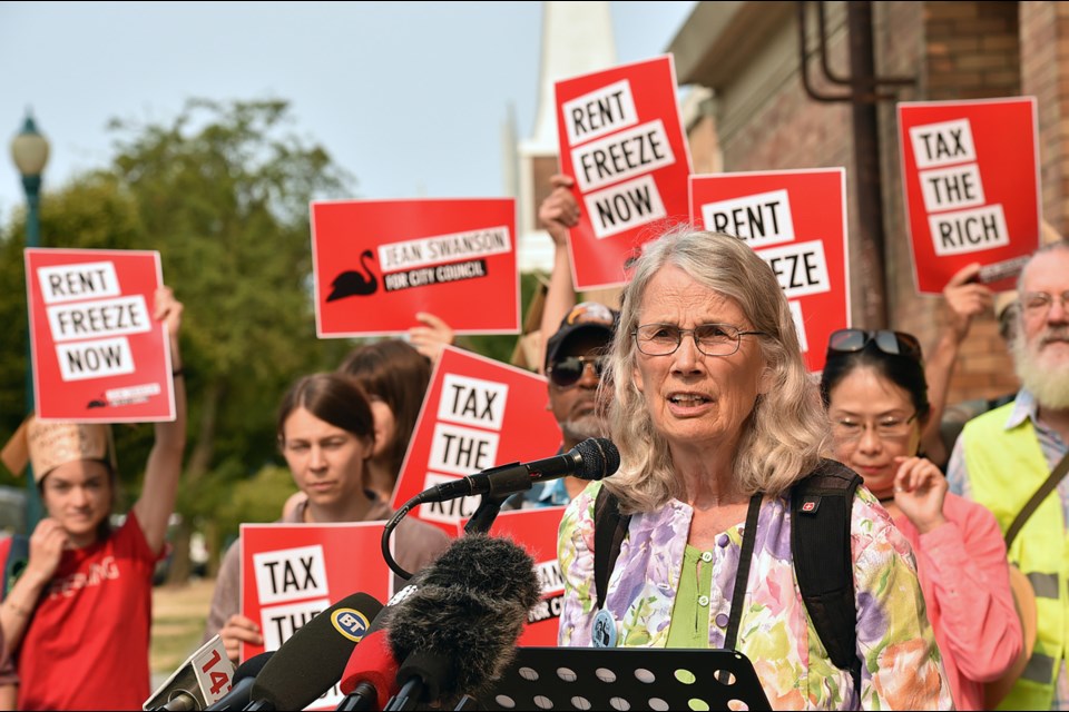 Jean Swanson, a longtime social justice activist, announced Tuesday her candidacy for a vacant council seat. She will run as an independent in the Oct. 14 byelection. Photo Dan Toulgoet