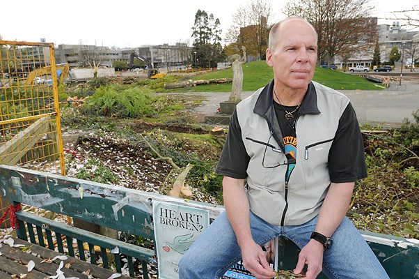 UBC employee Chris Sherwood is concerned about the number of trees being cut down at the university to make way for development, such as the ones removed this week outside of the Student Union Building.
