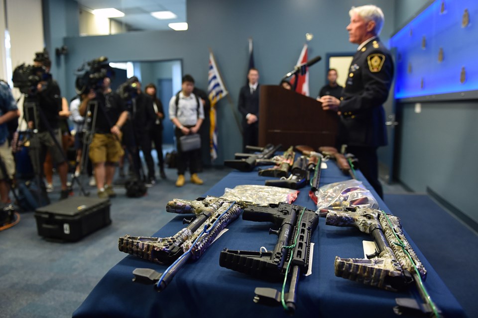 Vancouver police Superintendent Mike Porteous speaks to the media about Project Tariff, a five-month investigation that led to a significant seizure of drugs and firearms. Photo Dan Toulgoet