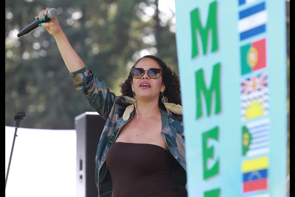 N'Didi Cascade raps onstage at the One Love Westcoast Festival.