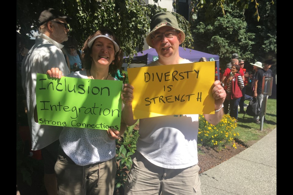 Thousands gathered at City Hall on Saturday to counterprotest an anti-Islam rally that in the end did not happen. Photo John Kurucz